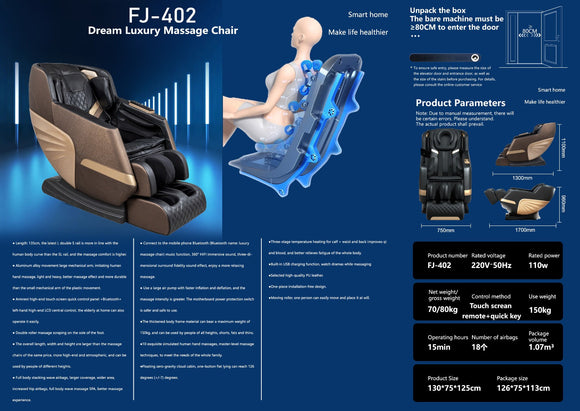FUJITSU LUXURY ZERO GRAVITY MASSAGE CHAIR FJ 402