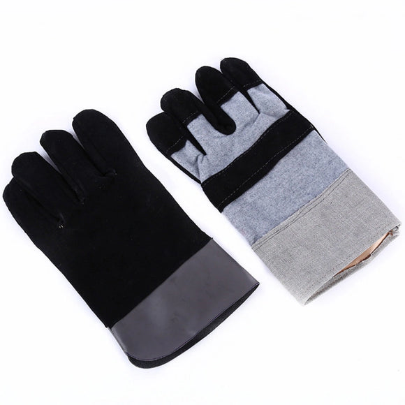 Grey Industrial Welding Leather Gloves With Lining 10 Inch