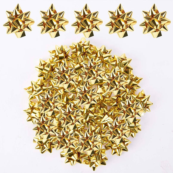 7.5cm Shiny Red, Gold, Green ,Silver Star Flower Bow 6pcs/Pkt