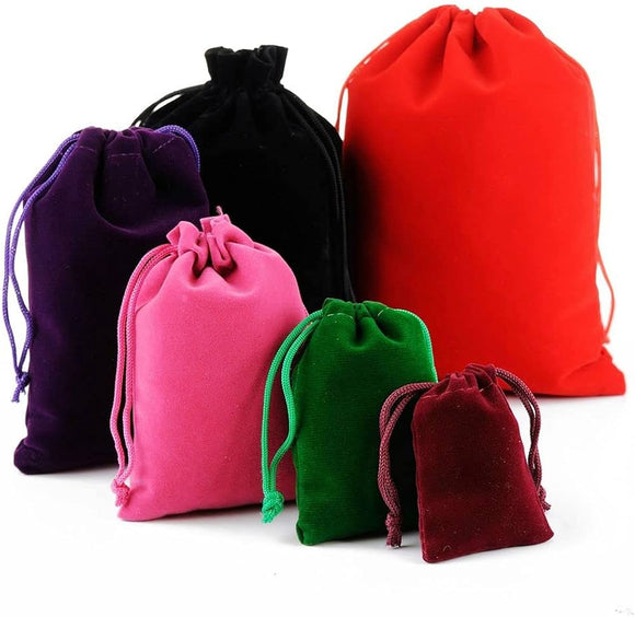 13X18Cm Silk + Linen Bag With Pull String, Assorted Colors