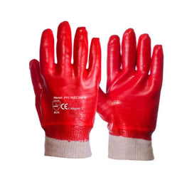 Pvc Gloves, Knit Wrist 1/2Coated, Red 9inch 40G/Pair,