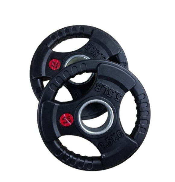 A-FIT OLYMPIC RUBBER COATED BARBELL WEIGHT PLATES TRIP GRIP PAIR