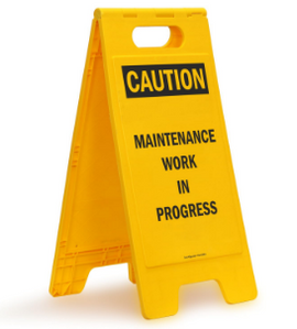 Yellow A Sign,Caution Maintenance In Progress, Both Side
