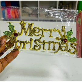 20*8cm Plastic Merry Christmas Hanging With Leaves On Side