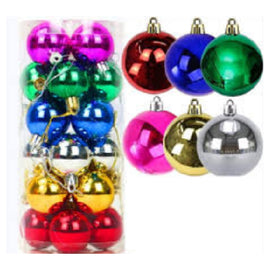 4cm Shiny Plastic Christmas Balls, Assorted Color Shiny 6Pcs/Pkt