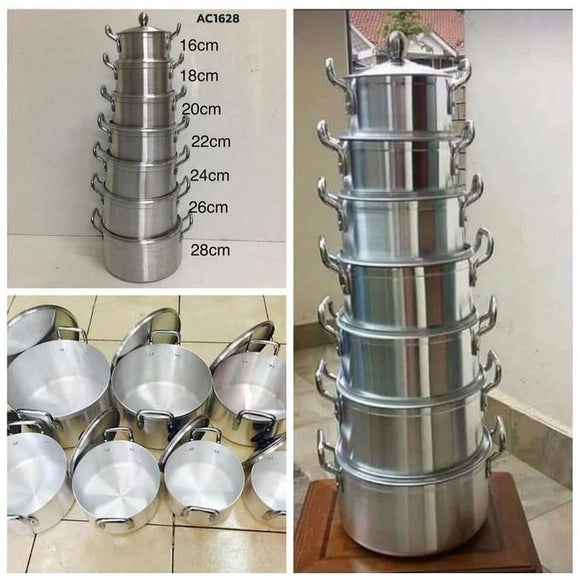 Tornado 14 Piece Heavy Aluminium Cooking Pot Sufuria Set.