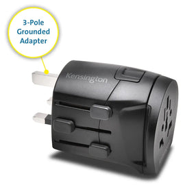 Kensington k38237ww Black Power Plug Adapter for Socket (60mm, 65mm, 55mm) - 0