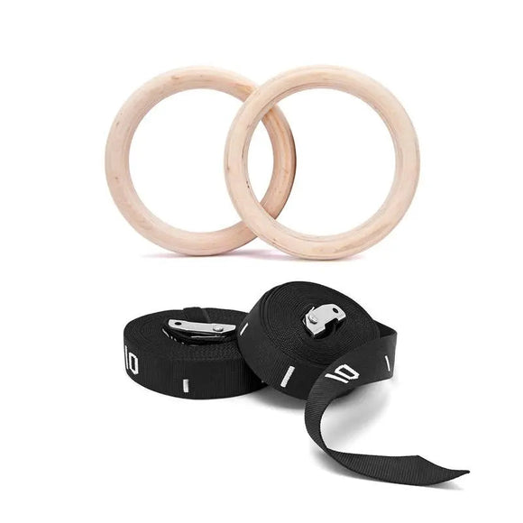 RS SPORT WOODEN GYMNASTIC CALISTHENICS RINGS KFit
