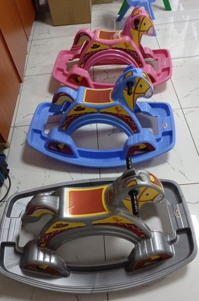 Plastic Rocking Horse, Pink/Blue/Grey, Suitable For Upto 12yrs Childern