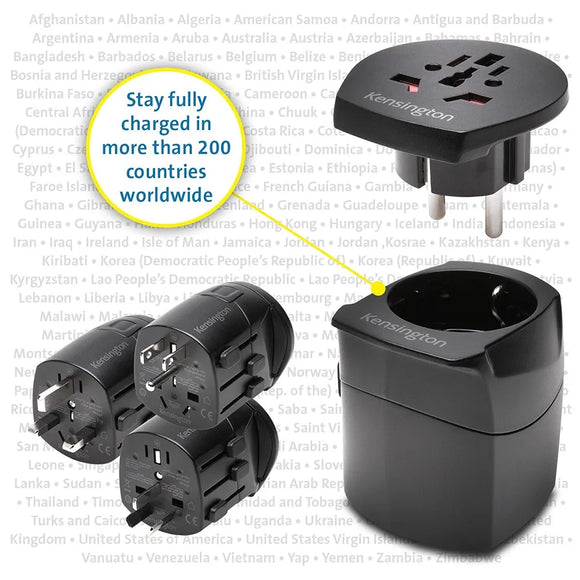 Kensington k38237ww Black Power Plug Adapter for Socket (60mm, 65mm, 55mm)