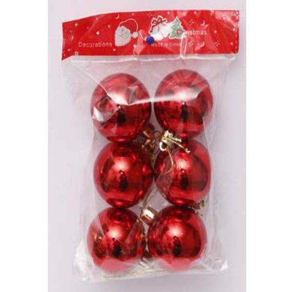 8Cm Shiny Plastic Ball 6Pcs/Pkt Blue, Red , Gold