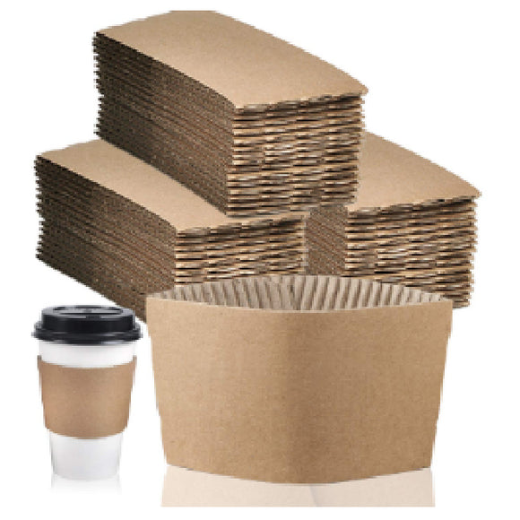 Brown Corrugated Paper Sleeve To Hold 8Oz Hot Cups, Pack Of 25