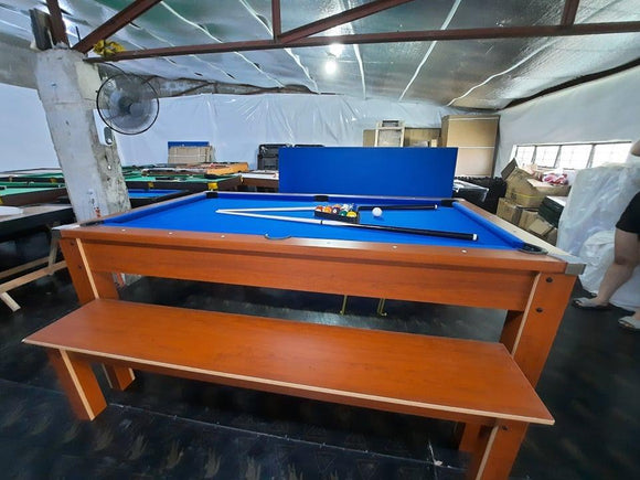 3 IN 1 7FT POOL DINNING PINGPONG TABLE WITH 2 PCS BENCH SET