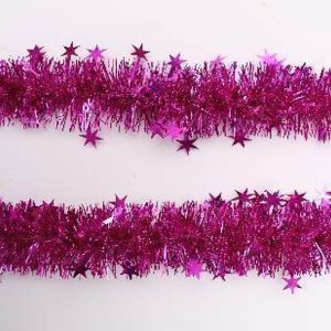 11Cm+9Cm*2M*6Ply Shiny Christmas Pet Tinsel With Stars Ornaments, Blue, Silver, Gold, Purple, Red, Light Blue