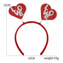 21*19Cm Valentines Head Band With Shiny Heart Love Written On It