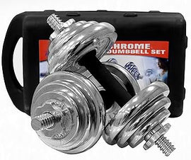 CHROME STAINLESS ADJUSTABLE 20KGS DUMBBELL SET WITH CARRY CASE - 0