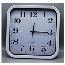Wall Clock 28*28cm, Square, White Frame, Quartz