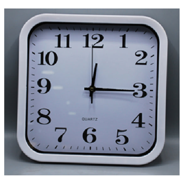 Wall Clock 28*28cm, Square, White Frame, Quartz