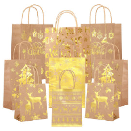 18*23*10cm 200g Brown paper Gift Bag X-mas Design