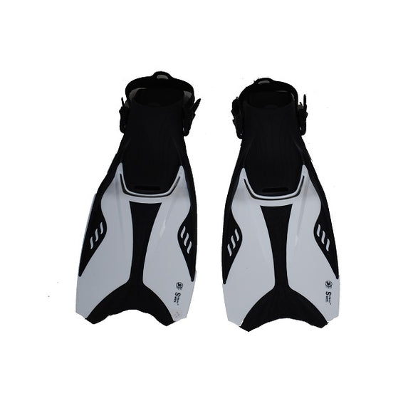Swim Fins In Net Bag, Black & White, Size 7-9 (L), 9-11(XL), Striker Swim
