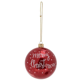 7.5cm Paper Wrapped Foam Christmas Ball With Written Merry Christmas