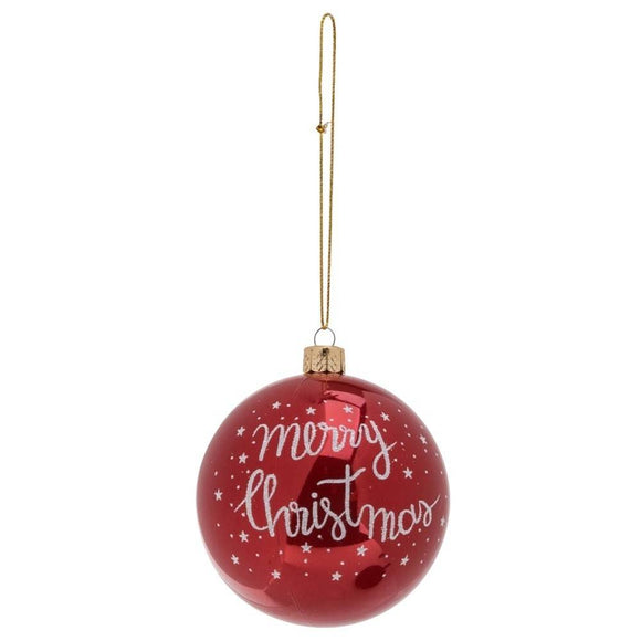 7.5cm Paper Wrapped Foam Christmas Ball With Written Merry Christmas