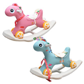Plastic Rocking Horse, Pink/Blue/Grey, Suitable For Upto 12yrs Childern