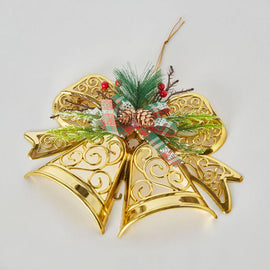 16.5*17.5cm Hanging Plastic Bell With Deco, Gold