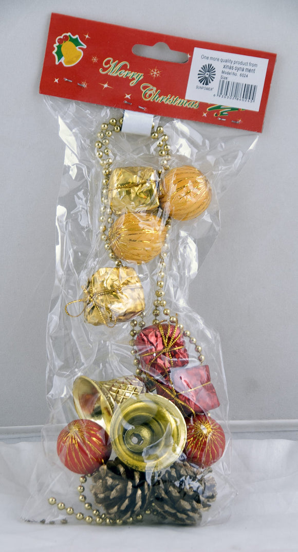 Christmas Tree Hanging Decoration Ball, Bell, Box On Chain