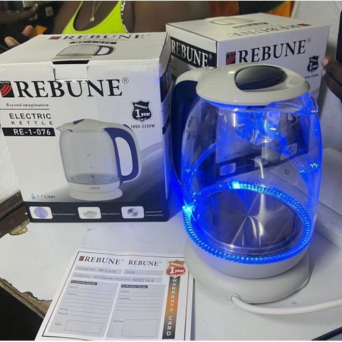 Rebune Glass Electric Kettle Water Boiler 1.7 L Model RE-1-076