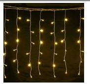 LED Curtain Light 4MX60Cm, Transparent Cable Warm White With Chaser