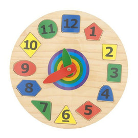 Round Wooden Toys Clock Face, With Colored Numbers And Hands - Sallys Home