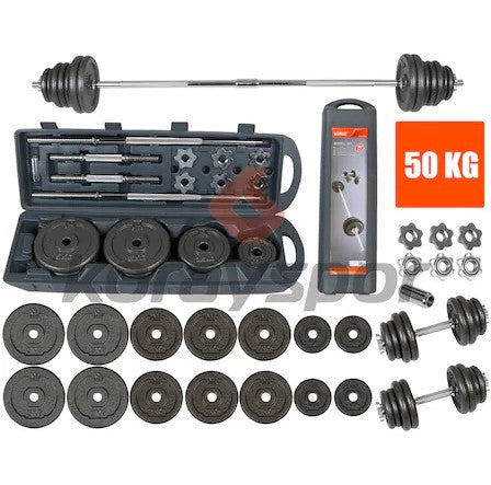 ADJUSTABLE DUMBBELL AND BARBELL SET WITH CARRY CASE