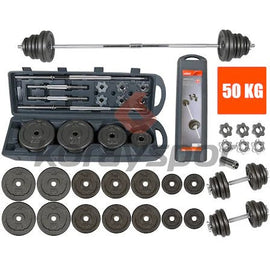 ADJUSTABLE DUMBBELL AND BARBELL SET WITH CARRY CASE