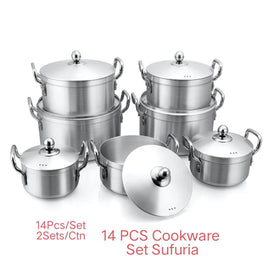 Tornado 14 Piece Heavy Aluminium Cooking Pot Sufuria Set. - Sallys Home