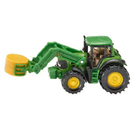 Toy Alloy Farm Machine Tractor, Green With Bale Gripper In Front In Window Box - Sallys Home
