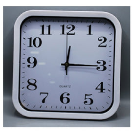 Wall Clock 28*28cm, Square, White Frame, Quartz - Sallys Home