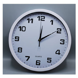 Wall Clock 30cm Round, White Frame, Quartz - Sallys Home