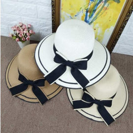 Women Hat With Black Bow & Border On It, 5 Colors - Sallys Home