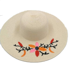 Women Hat With Colored Flower Embroided 45% Polyester - Sallys Home